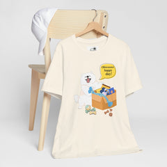 "Ohwoooo happy day!"  Happy Dog with treat delivery T‑Shirt — Pet Gift