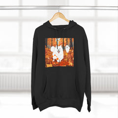 Autumn Samoyed Hoodie – Cute White Dog in Fall Leaves Fleece Pullover