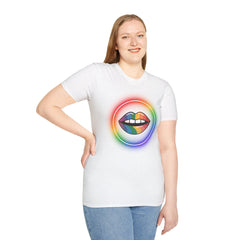 Rainbow Lips T-Shirt — Pride LGBT Neon Circle Graphic Tee