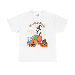 Halloween Witchy Samoyed — Cute Spooky Pumpkin Cauldron Tee
