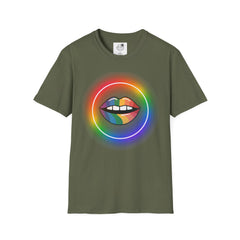 Rainbow Lips T-Shirt — Pride LGBT Neon Circle Graphic Tee