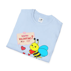 Valentine Bee T-Shirt — "Be My Valentine?" Cute Bee Hearts Tee