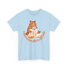 "I Want Some Jelly In My Belly"T-Shirt — Cute Cat Donut Design
