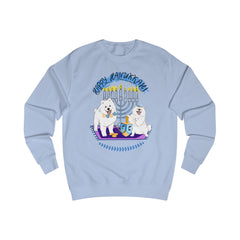 Hanukkah Samoyed Sweatshirt — "Happy Hanukkah" Menorah & Dreidel Holiday Pullover