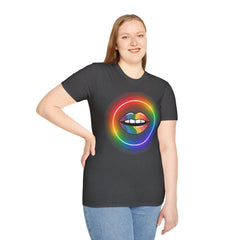 Rainbow Lips T-Shirt — Pride LGBT Neon Circle Graphic Tee