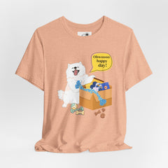 "Ohwoooo happy day!"  Happy Dog with treat delivery T‑Shirt — Pet Gift