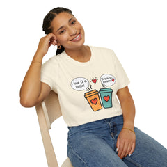 "I love U a Latte" Cute Coffee Pun Tee Couple T-Shirt
