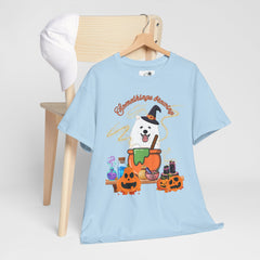 Halloween Witchy Samoyed — Cute Spooky Pumpkin Cauldron Tee