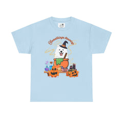 Halloween Witchy Samoyed — Cute Spooky Pumpkin Cauldron Tee