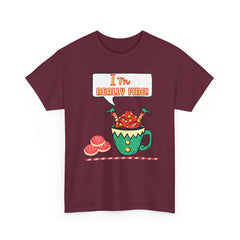 I'm Really Fine Tee — Cute Elf in a coffee cup Graphic T-Shirt