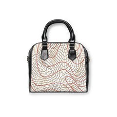 Abstract Line Art Shoulder Handbag — Neutral Swirl Pattern Tote