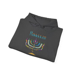 Hanukkah Menorah Hoodie — Festive Glitter Menorah Sweatshirt