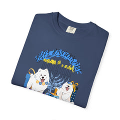 Hanukkah Dog T-Shirt — Cute Menorah & Dreidel Holiday Tee