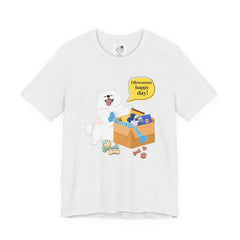 "Ohwoooo happy day!"  Happy Dog with treat delivery T‑Shirt — Pet Gift