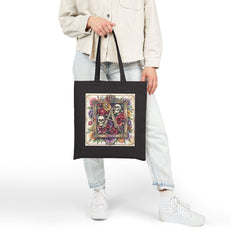 Tote — Gothic Skull & Rose Monogram "A" Canvas Tote Bag