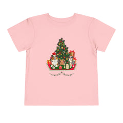 Toddler Tee — Cute Christmas Family Pets Under Festive Tree Holiday Shirt
