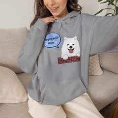 "Hanging with Mom" Cute Dog Graphic Pullover Hoodie