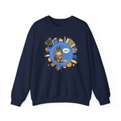 Happy Hanukkah Cat Sweatshirt – Cute Kitty 'Meow!' Graphic Crewneck