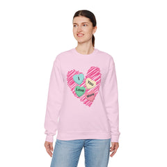 Heart Scribble with 'I Love You More' Candy HeartsCrewneck Sweatshirt