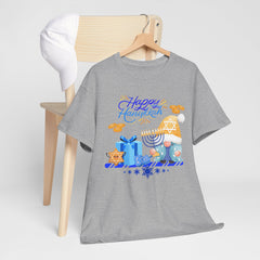"Happy Hanukkah" Knome with Menorah & Dreidel Holiday Tee