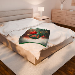 Happy Holidays Velvet Throw Blanket — Joy to the World Christmas Plush Blanket