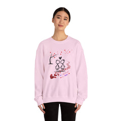 Couple Stick Figure Sweatshirt – Cute Heart Walk Valentine Crewneck