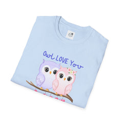 Cute ‘Owl Love You’ Pink & Purple Owls Valentine Tee Shirt