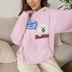 "Hanging with Mom" Cute Dog Graphic Pullover Hoodie