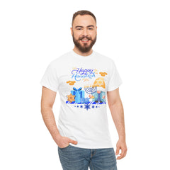 "Happy Hanukkah" Knome with Menorah & Dreidel Holiday Tee