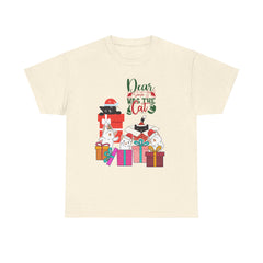Christmas Cat Gifts T-Shirt — "Dear Santa it Was the Cat" Holiday Tee