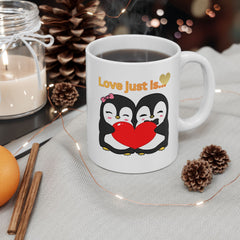 Love Just Is! Penguin Couple Coffee Ceramic Mug  (11oz & 15oz)