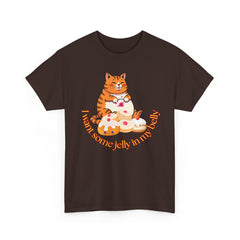 "I Want Some Jelly In My Belly"T-Shirt — Cute Cat Donut Design