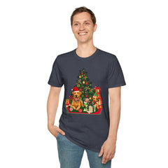 Christmas Golden Retriever Dog T-Shirt — Festive Tree & Presents Holiday Tee