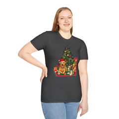 Christmas Golden Retriever Dog T-Shirt — Festive Tree & Presents Holiday Tee