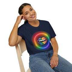 Rainbow Lips T-Shirt — Pride LGBT Neon Circle Graphic Tee