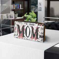 Mom Script Zip Wallet — Floral Typography Chic Wallet
