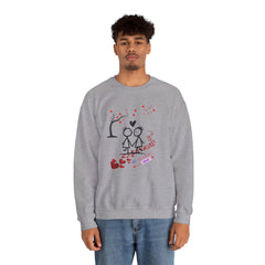 Couple Stick Figure Sweatshirt – Cute Heart Walk Valentine Crewneck