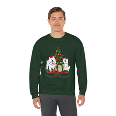 Christmas Samoyed Dogs Sweatshirt - Festive Tree & Gifts Holiday Crewneck