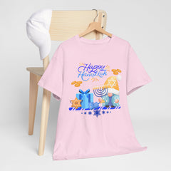 "Happy Hanukkah" Knome with Menorah & Dreidel Holiday Tee
