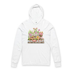 Floral Garden Cart Hooded Long Sleeve Tee