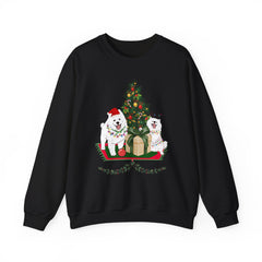 Christmas Samoyed Dogs Sweatshirt - Festive Tree & Gifts Holiday Crewneck