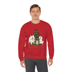 Christmas Samoyed Dogs Sweatshirt - Festive Tree & Gifts Holiday Crewneck
