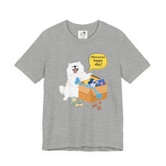 "Ohwoooo happy day!"  Happy Dog with treat delivery T‑Shirt — Pet Gift