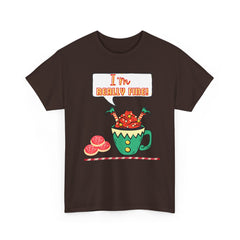 I'm Really Fine Tee — Cute Elf in a coffee cup Graphic T-Shirt