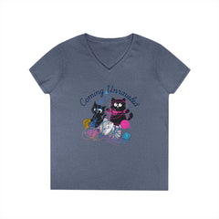 Coming Unraveled Cats V-Neck T-Shirt — Cute Knitting Cat Graphic Tee for Cat Lovers