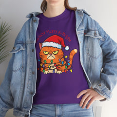 Grumpy Cat tangled in Christmas Lights T-Shirt – "I'm NOT Merry A Right!" Holiday Tee