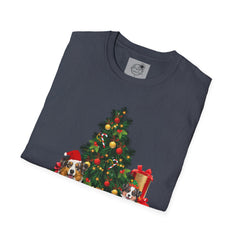 Christmas Australian Shepherd Dogs T-Shirt — Festive Tree & Presents Holiday Tee