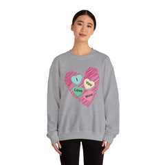 Heart Scribble with 'I Love You More' Candy HeartsCrewneck Sweatshirt