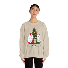 Christmas Samoyed Dogs Sweatshirt - Festive Tree & Gifts Holiday Crewneck