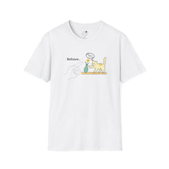 Cat-Attitude"Behave" T-Shirt — Funny Illustration Tee for Cat Lovers